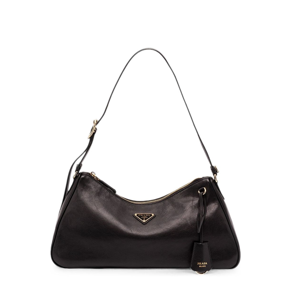 Prada Arqué Small Calfskin Shoulder Bag - Black
