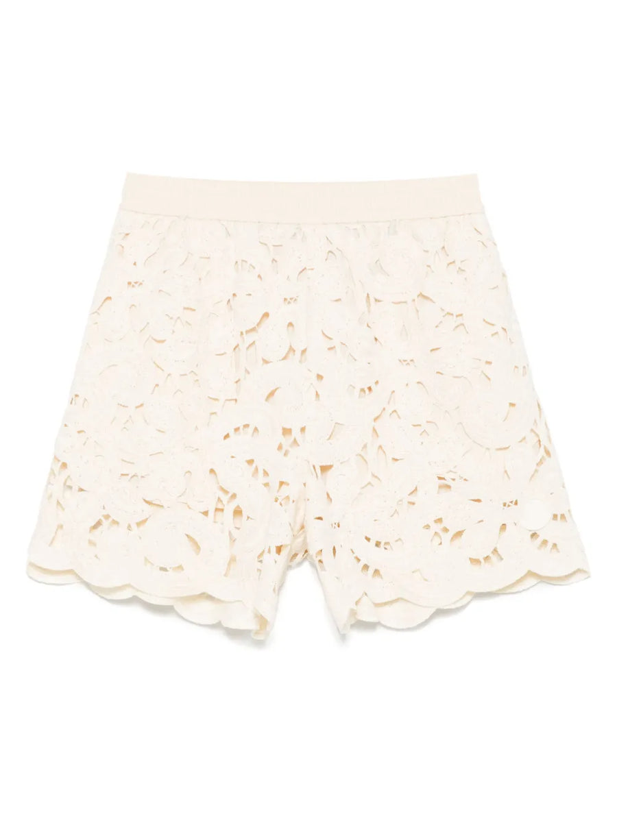 floral macrame shorts