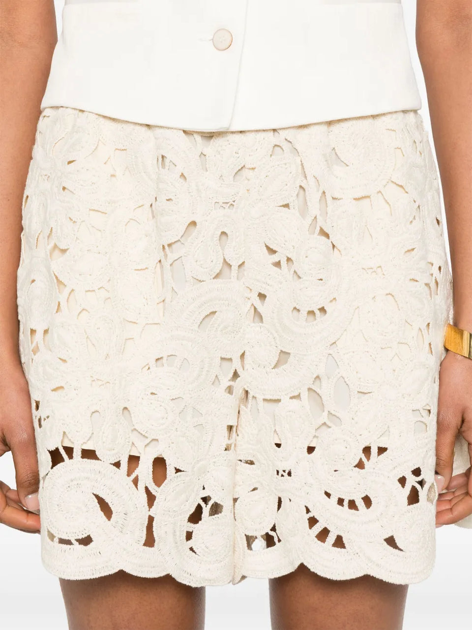 floral macrame shorts