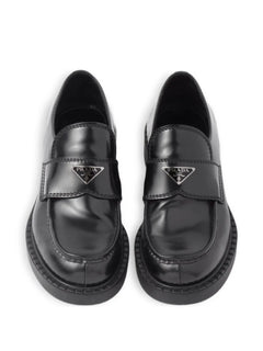 Chocolate brushed-leather loafers