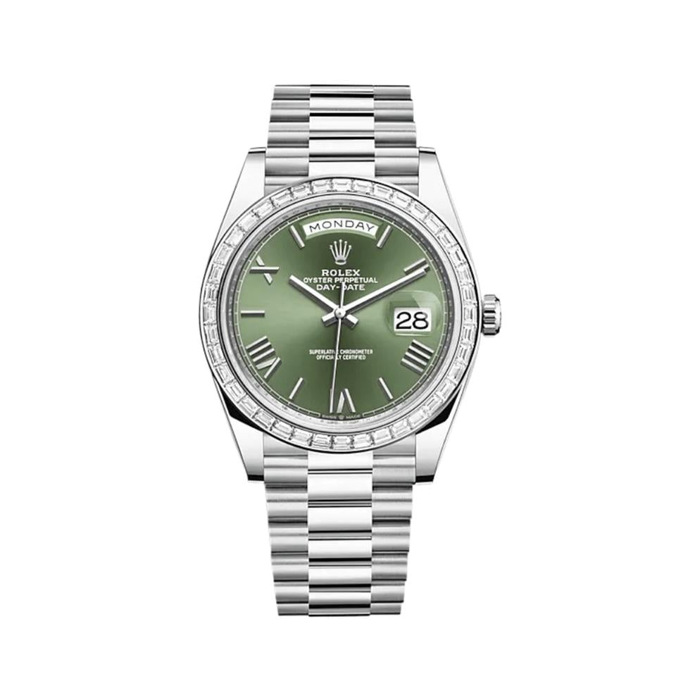 Rolex | Day-Date | 228396TBR | Platinum | 40 mm | Platinum | Green | Automatic