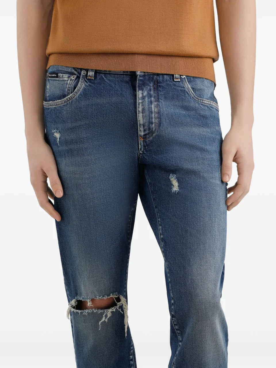 distressed ripped-knee jeans