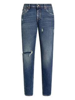 distressed ripped-knee jeans