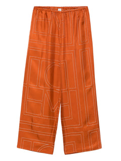 monogram silk trousers