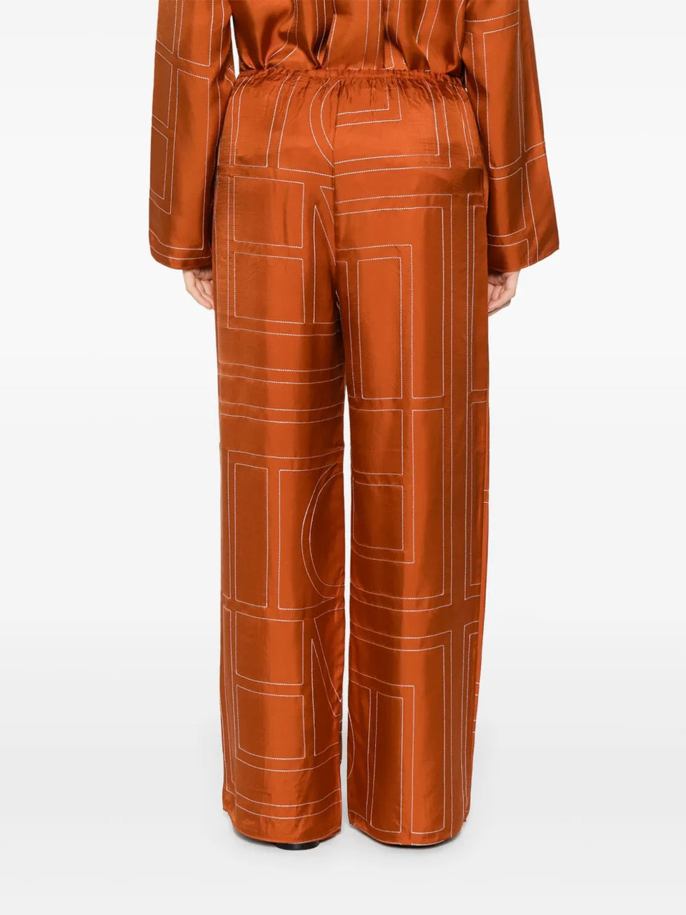 monogram silk trousers