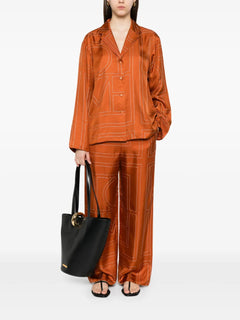 monogram silk trousers