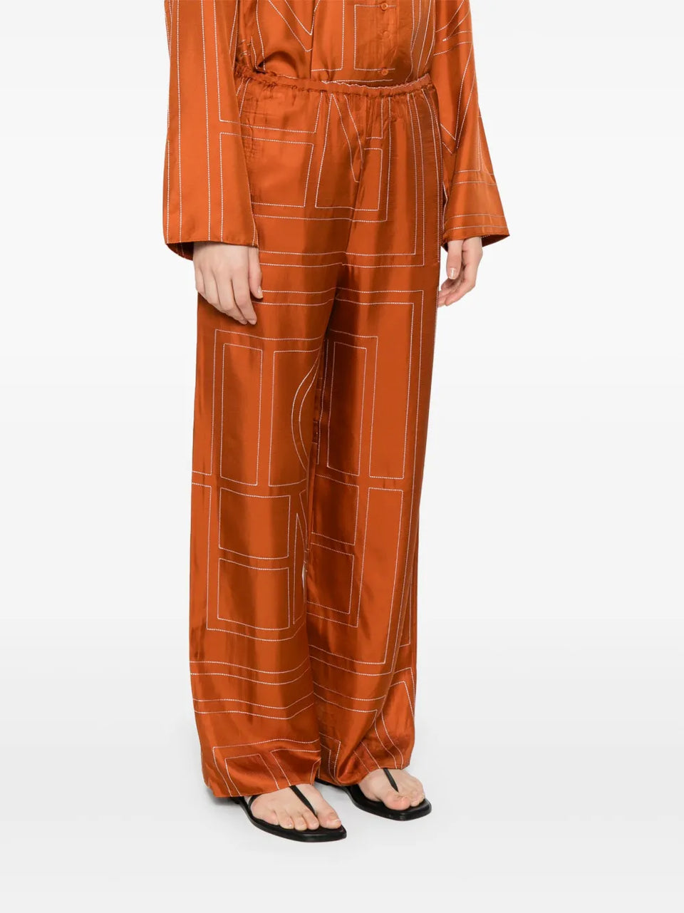 monogram silk trousers