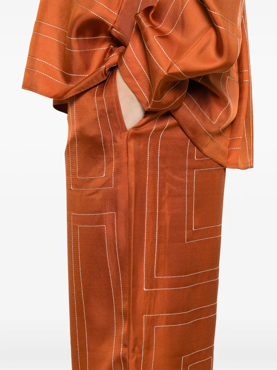 monogram silk trousers