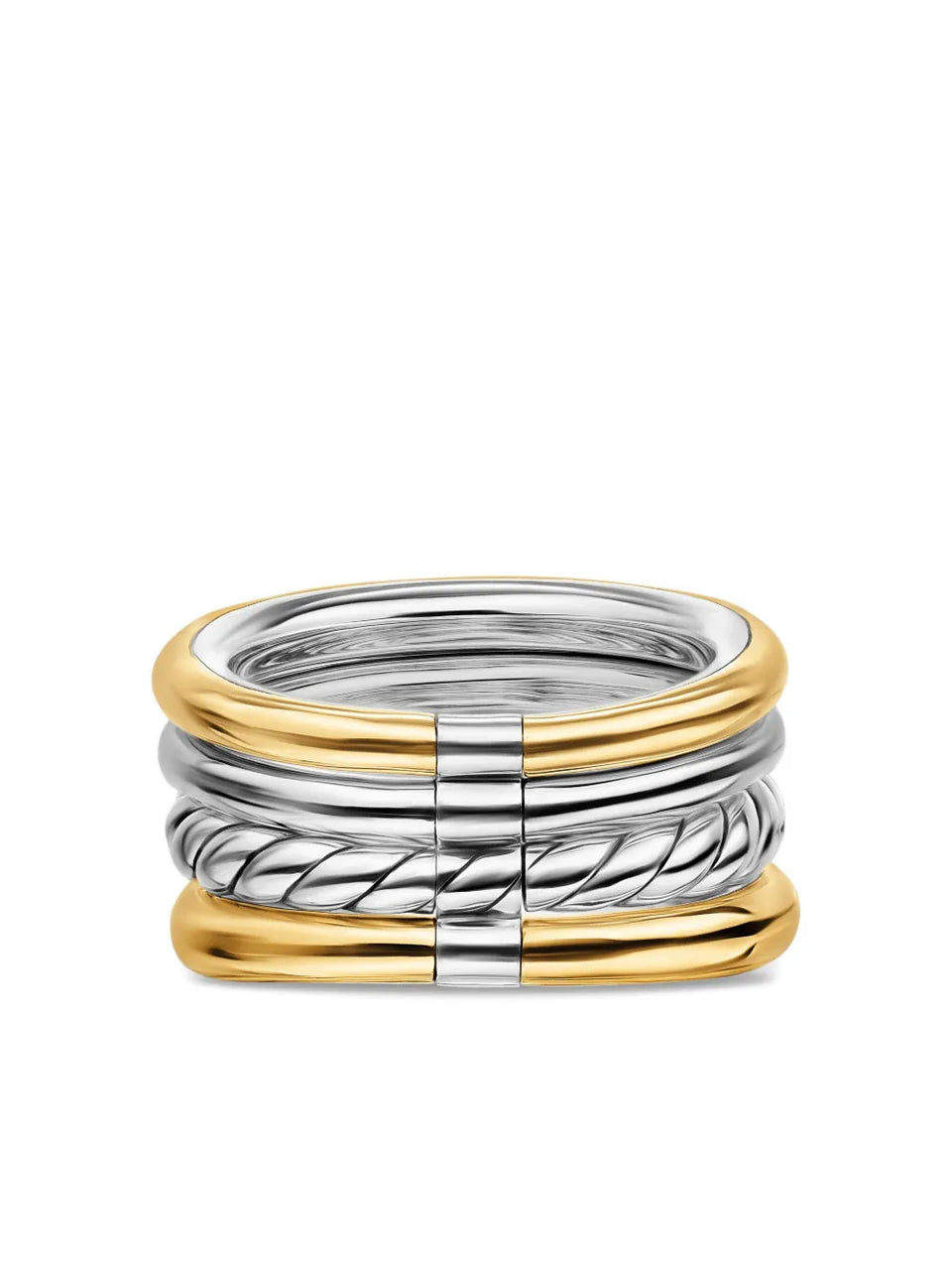 18K yellow gold and sterling silver DY Mercer® Four Row diamond and topaz ring