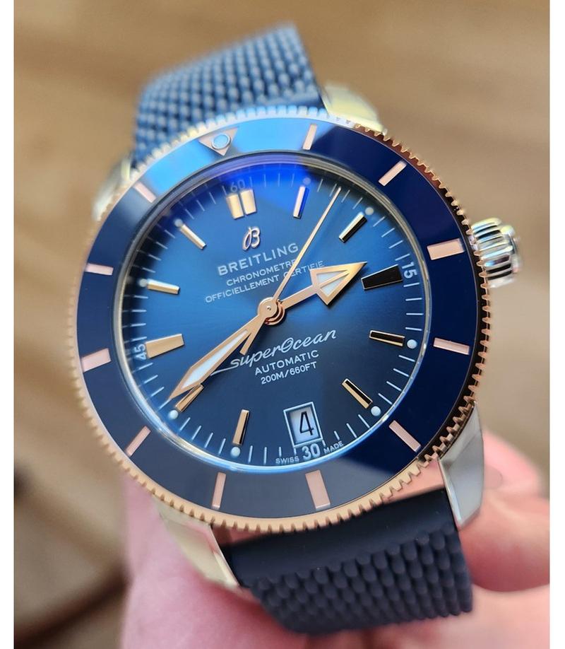 Breitling Superocean Heritage 42 B20 42mm Mens Blue Steel Gold Watch NEW UNWORN UB2010161 C1 S1 With Breitling Warranty 2026