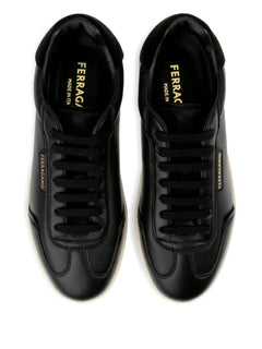 suede-panel leather sneakers