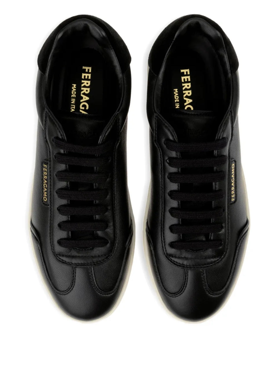 suede-panel leather sneakers