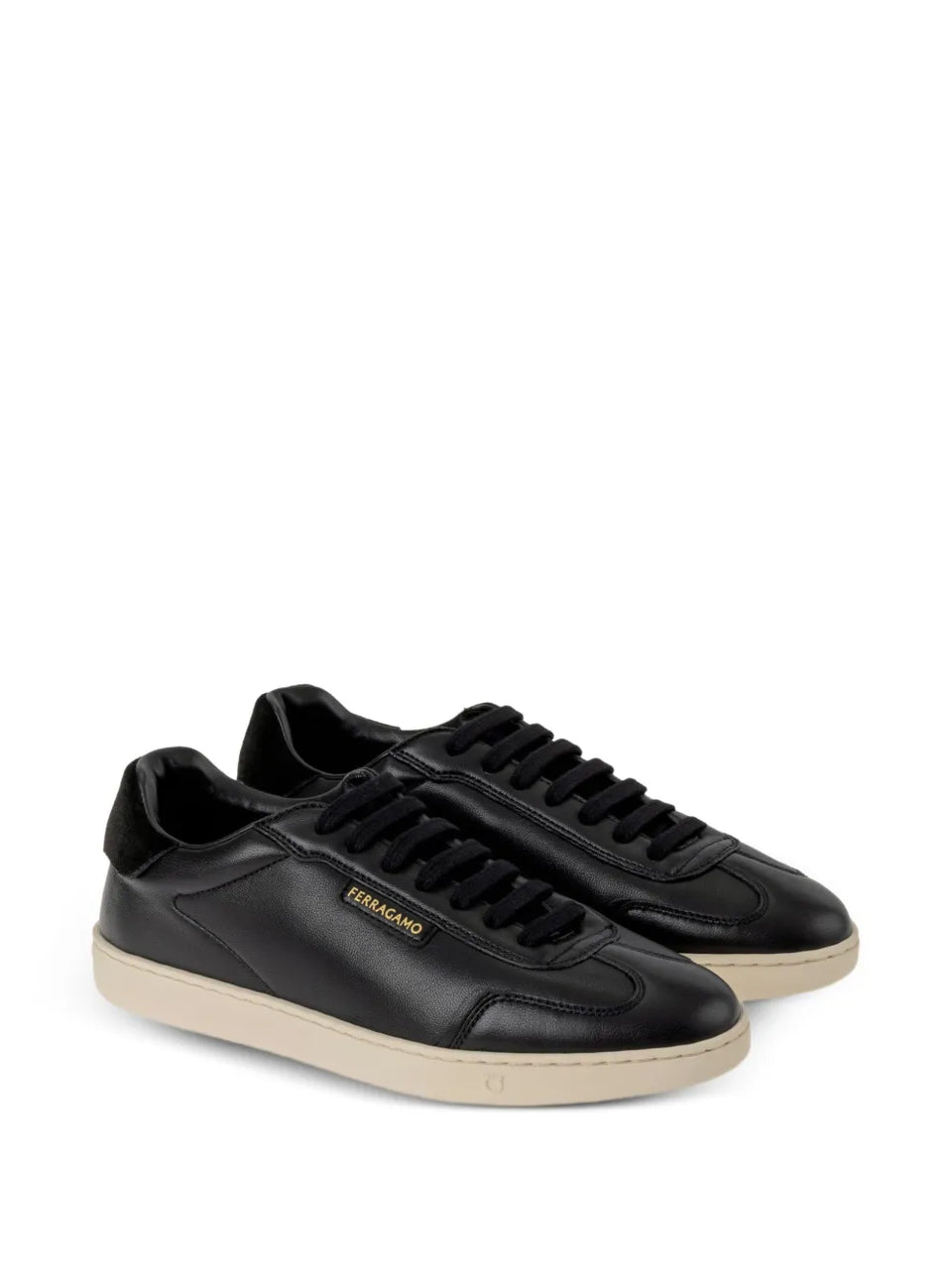 suede-panel leather sneakers