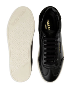 suede-panel leather sneakers