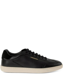 suede-panel leather sneakers