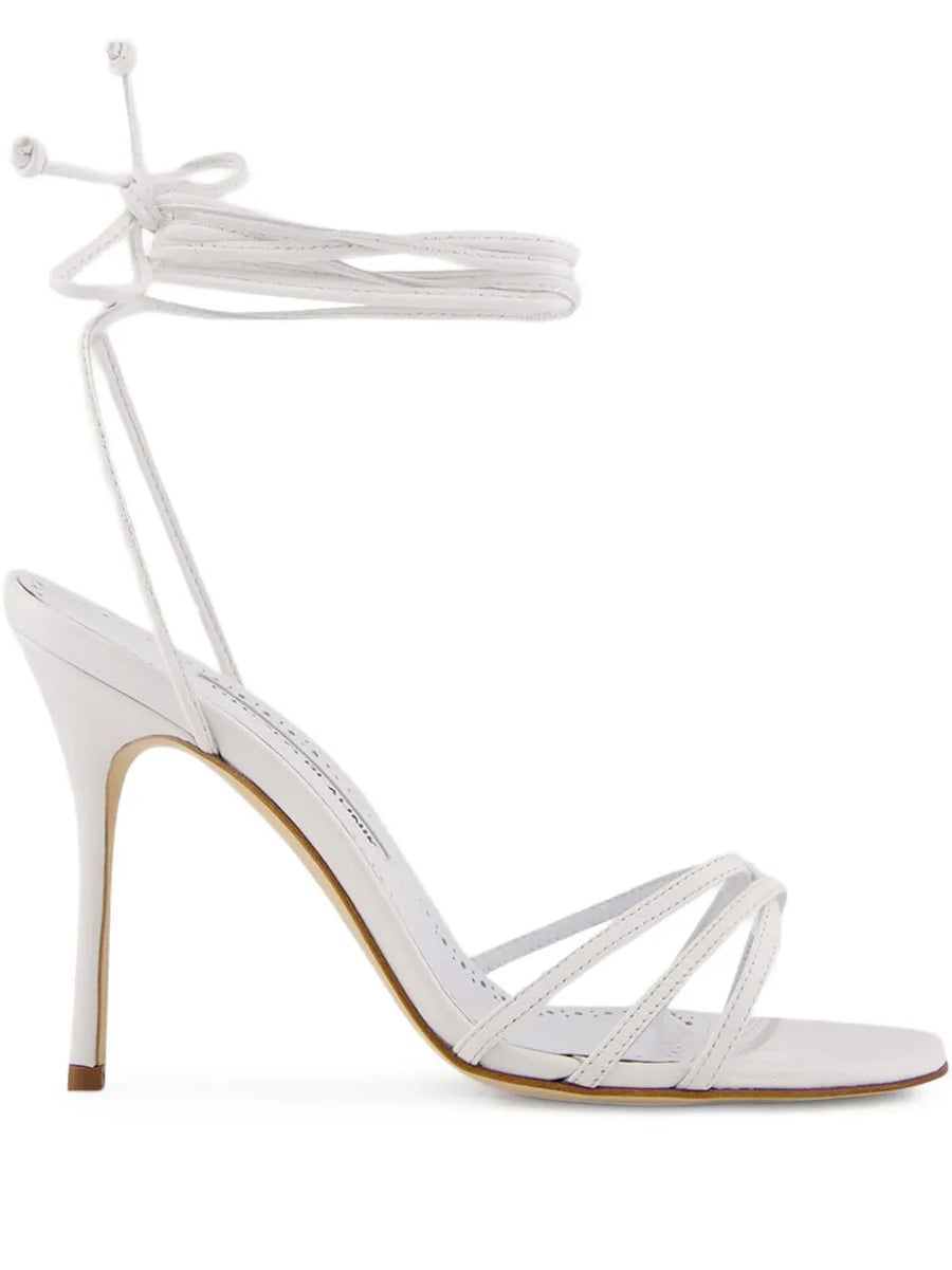105mm leather ankle-tie sandals