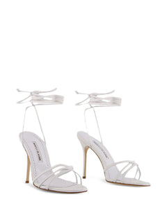 105mm leather ankle-tie sandals