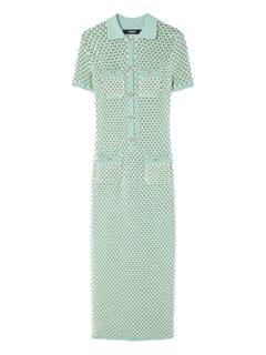 crochet knit polo maxi dress