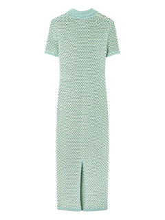 crochet knit polo maxi dress