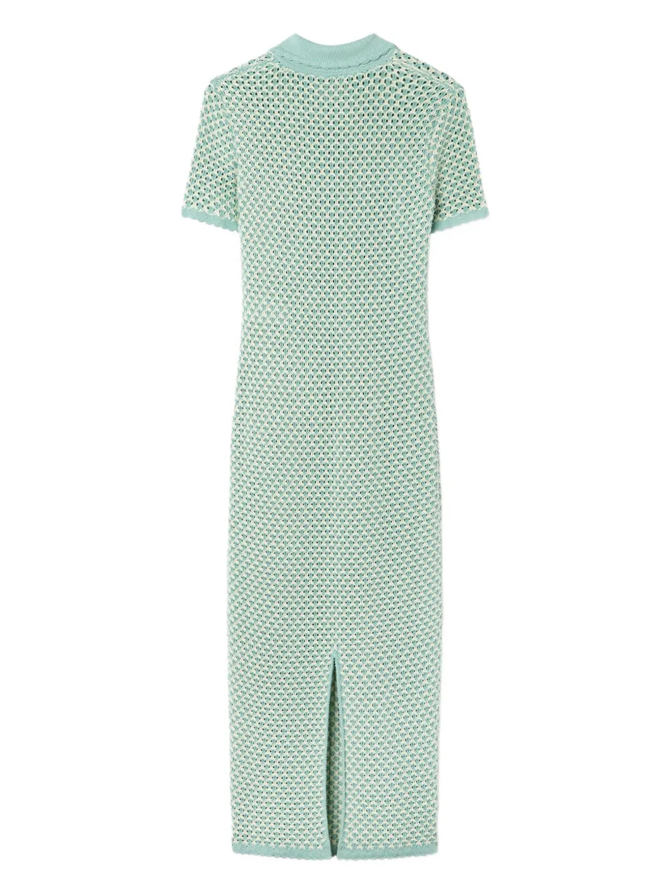 crochet knit polo maxi dress
