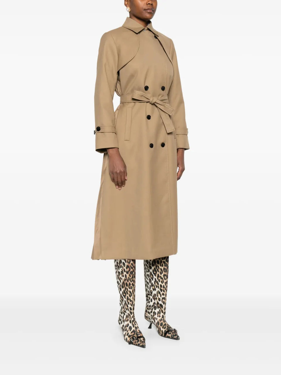 double-breasted belted trench coat
