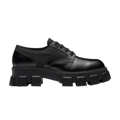 Prada Monolith Brushed Leather and Nylon Lace Up Black