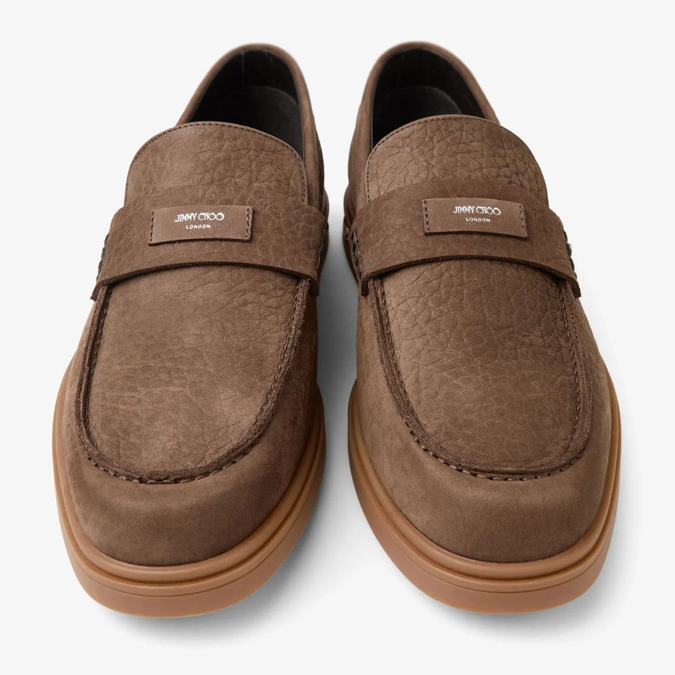 Jimmy Choo London Pebbled Leather Loafers – Brown