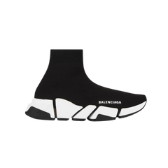 Balenciaga Speed 2.0 Recycled Knit Sneaker With Bicolor Sole In Black