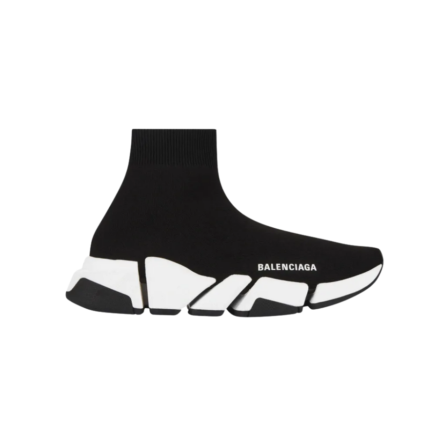 Balenciaga Speed 2.0 Recycled Knit Sneaker With Bicolor Sole In Black