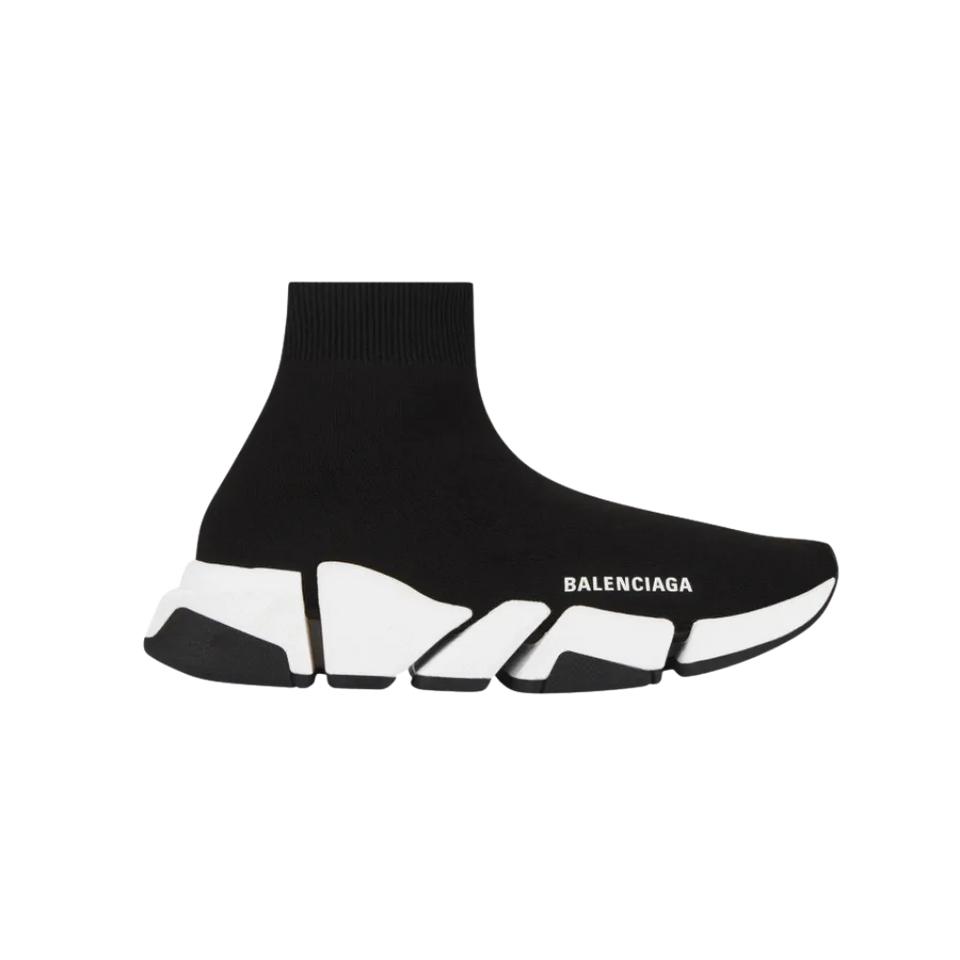 Balenciaga Speed 2.0 Recycled Knit Sneaker With Bicolor Sole In Black