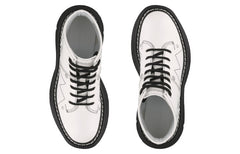 Alexander Mcqueen Tread Slick Lace Up Boot Ivory Black (Women'S)