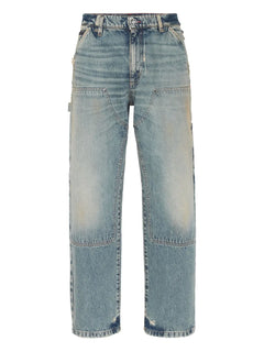 double-pocket distressed jeans