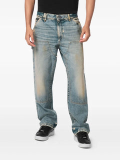 double-pocket distressed jeans