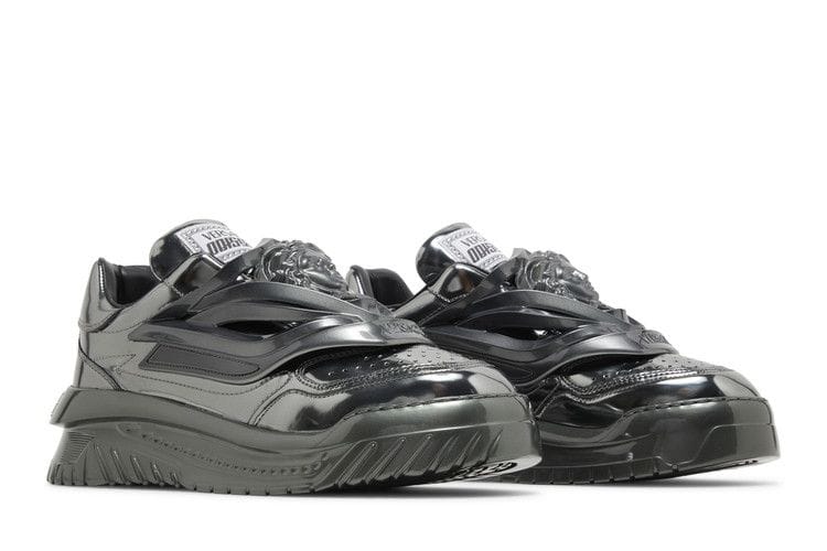 Versace Odissea Caged Rubber Medusa Sneaker Metallic Grey