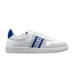 Versace Leather Low Top Sneaker White Grey Blue