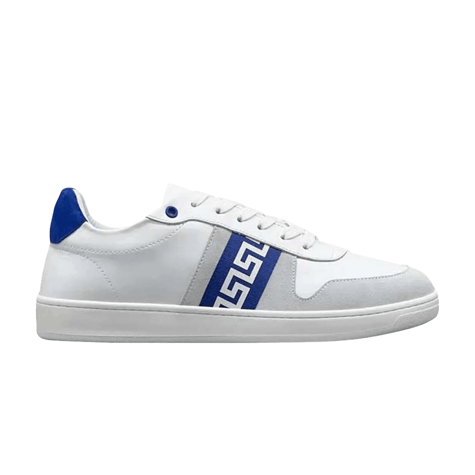 Versace Leather Low Top Sneaker White Grey Blue