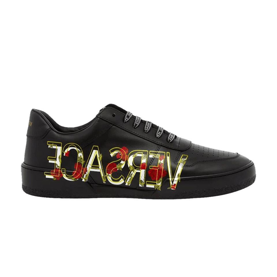Versace Side Logo Tennis Sneaker Black Floral