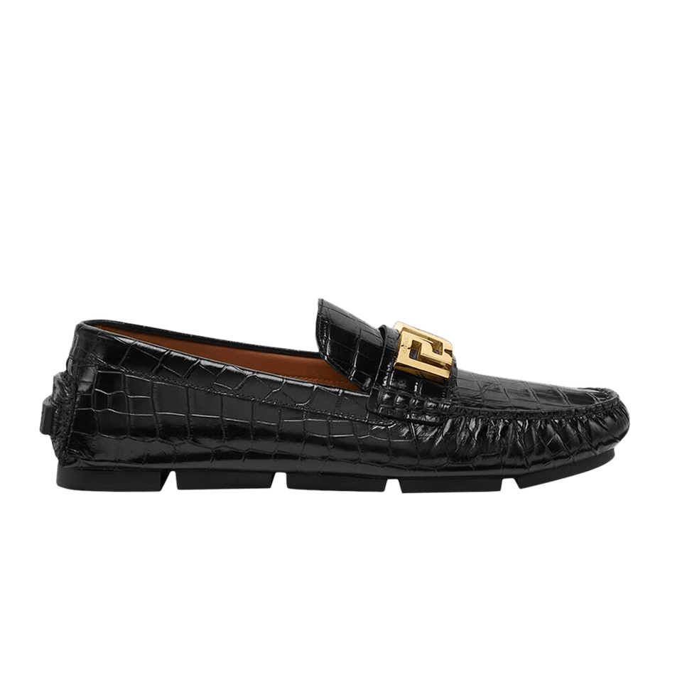 Versace Greca Loafer Croc - Black Gold