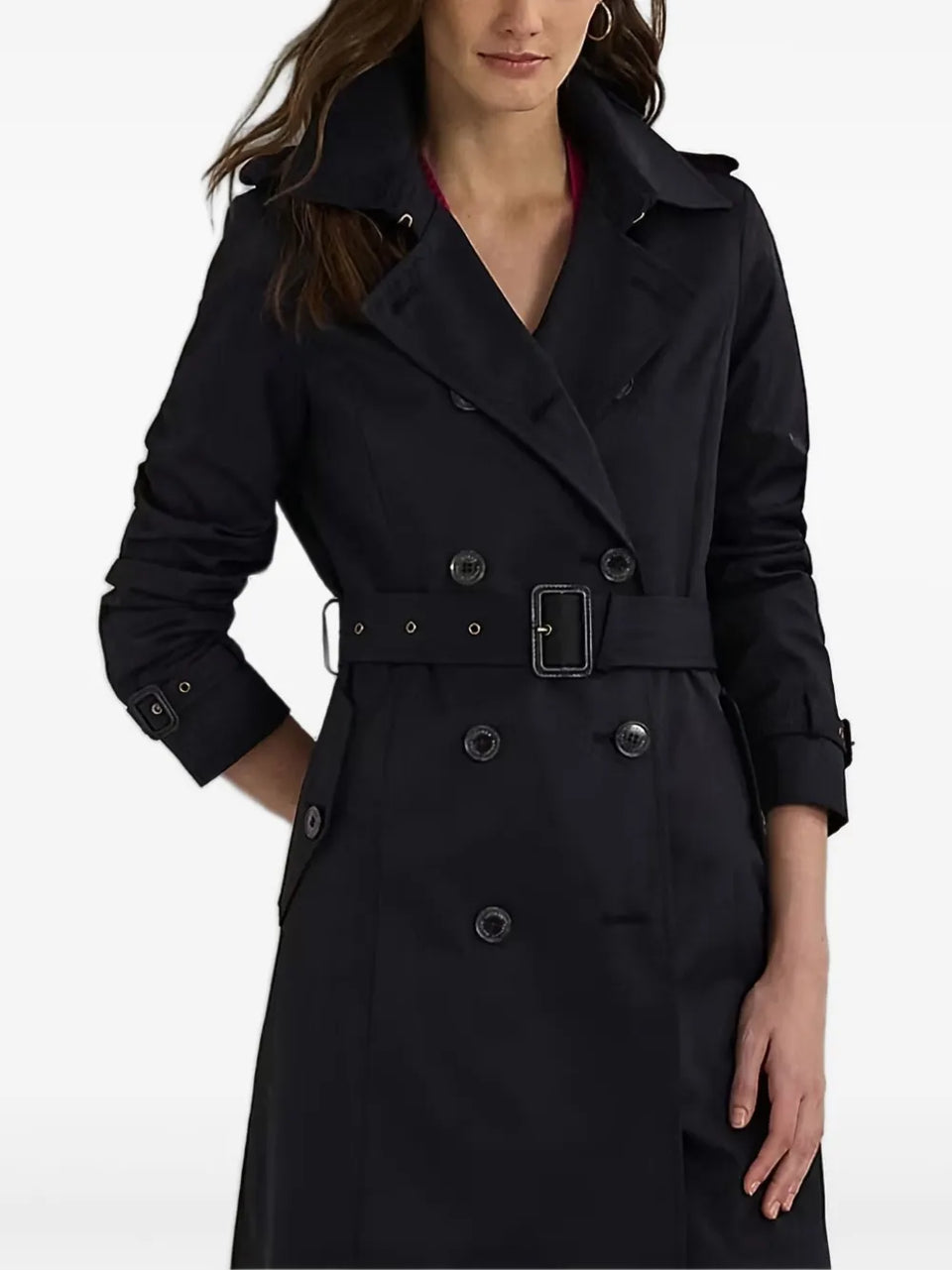 double-breasted belted trench coat