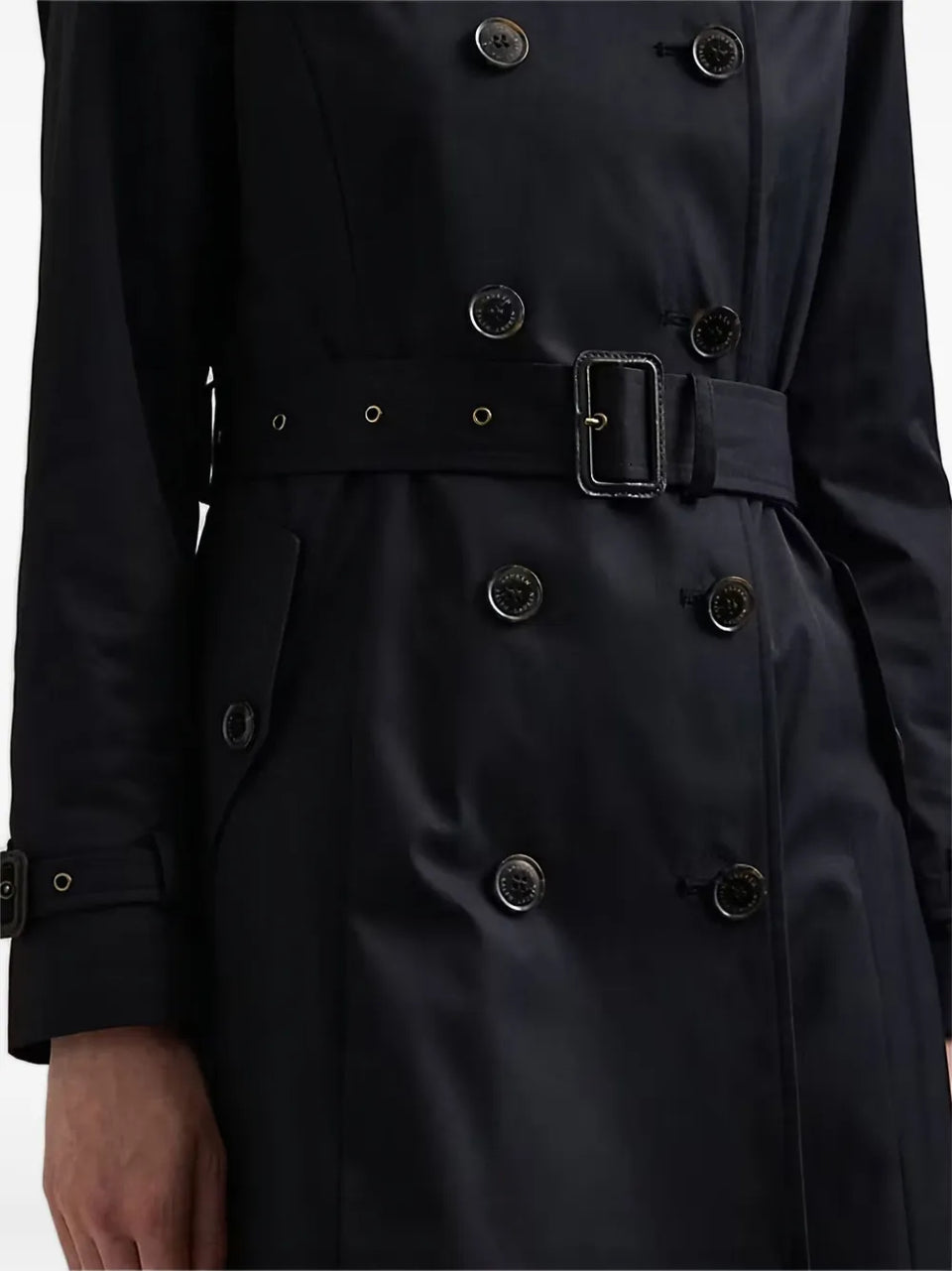 double-breasted belted trench coat