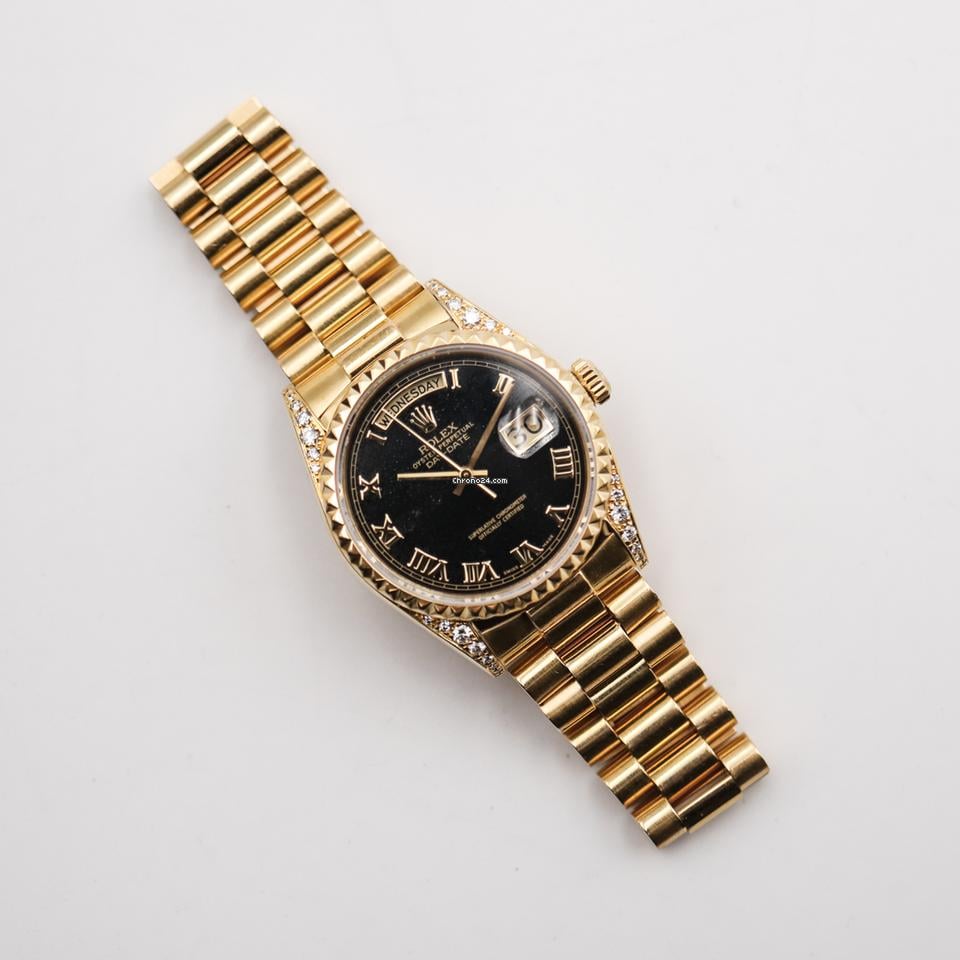 Rolex | Day-Date | 18018 | Yellow gold | 36 mm | Yellow gold | Black | Automatic