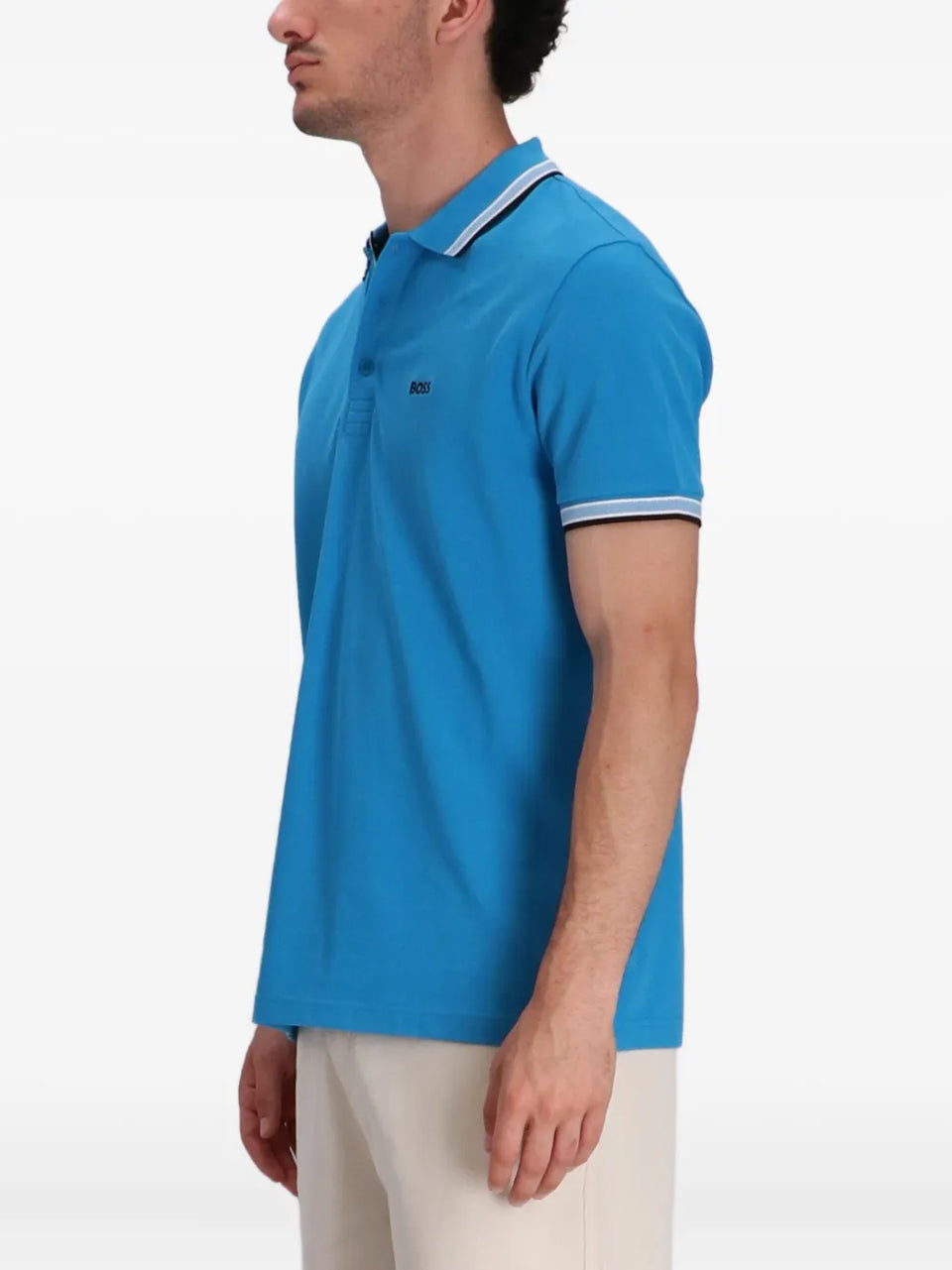striped trim polo shirt