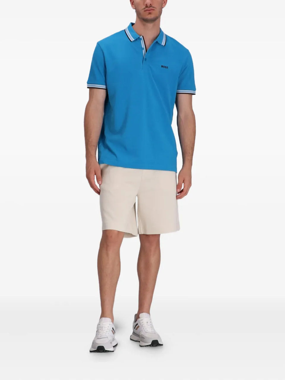 striped trim polo shirt