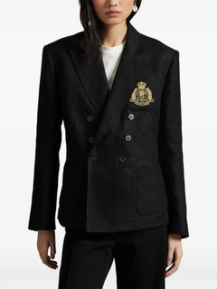 logo-embroidered double-breasted blazer