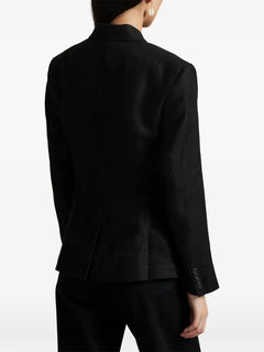 logo-embroidered double-breasted blazer