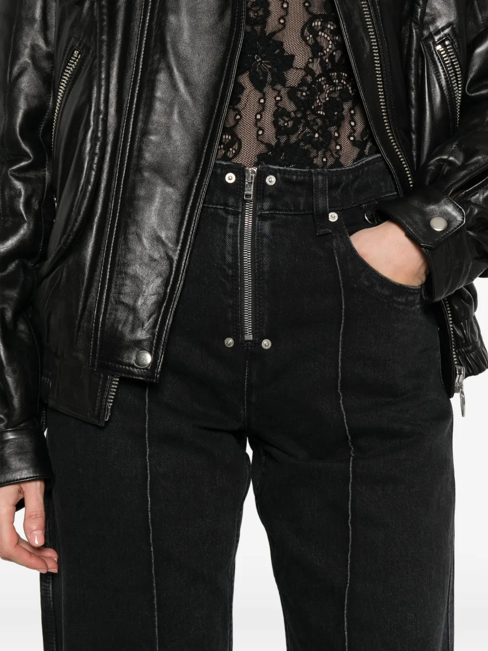 Stelyna zip-fly panelled jeans