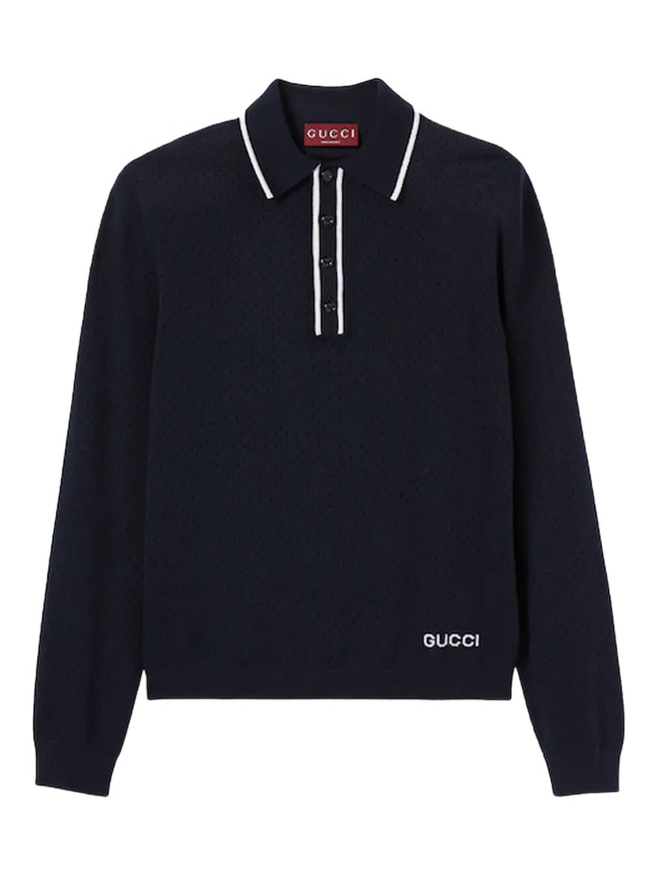 long-sleeve knitted polo shirt