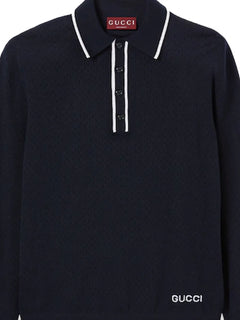 long-sleeve knitted polo shirt
