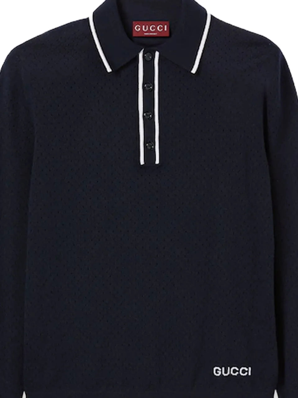 long-sleeve knitted polo shirt