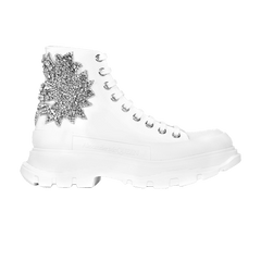 Alexander McQueen Wmns Tread Slick Boot 'Crystal Cloud Embroidery - White'